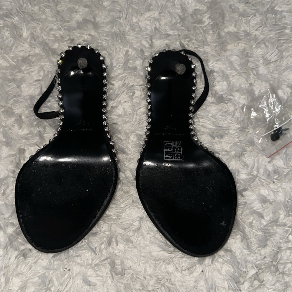 ALEXANDER WANG NOVA CRYSTAL BLACK HEELS Studded Slingback Sandals - Picture 2 of 9